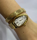 Bvlgari Serpenti Tubogas 01 Volta 35mm Aço Dourado Mostrador Branco
