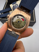 Vacheron Constantin Overseas Dual Time Aço/Rose 41mm, Mostrador Azul