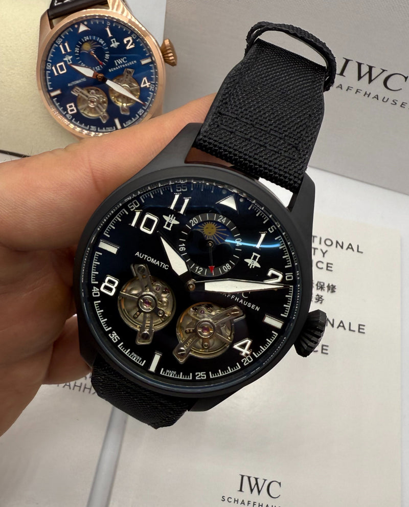 IWC PORTUGIESER YACTH CLUB TURBILHÃO - 44mm - Aço/OxBlack Most. Preto Puls Nylon