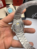 Patek Philippe Nautilus Fases da Lua 40mm, Aço, Mostrador Preto