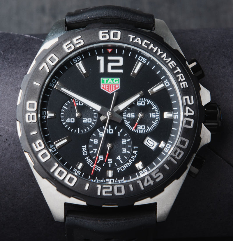 Tag Heuer F1 Cronometro 42mm Aço Mostrador Preto Luneta Preta