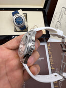 Patek Philippe Nautilus 39mm, Mostrador Branco, Pulseira Borracha