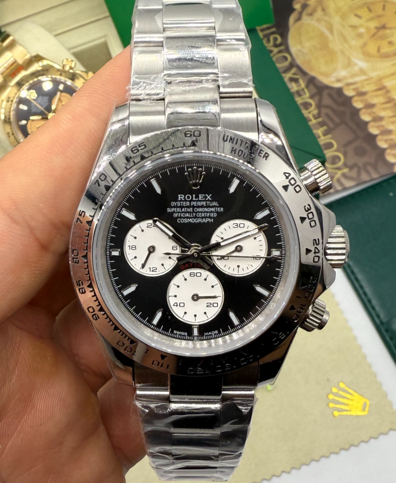 Rolex Daytona 40mm Aço, Mostrador Preto