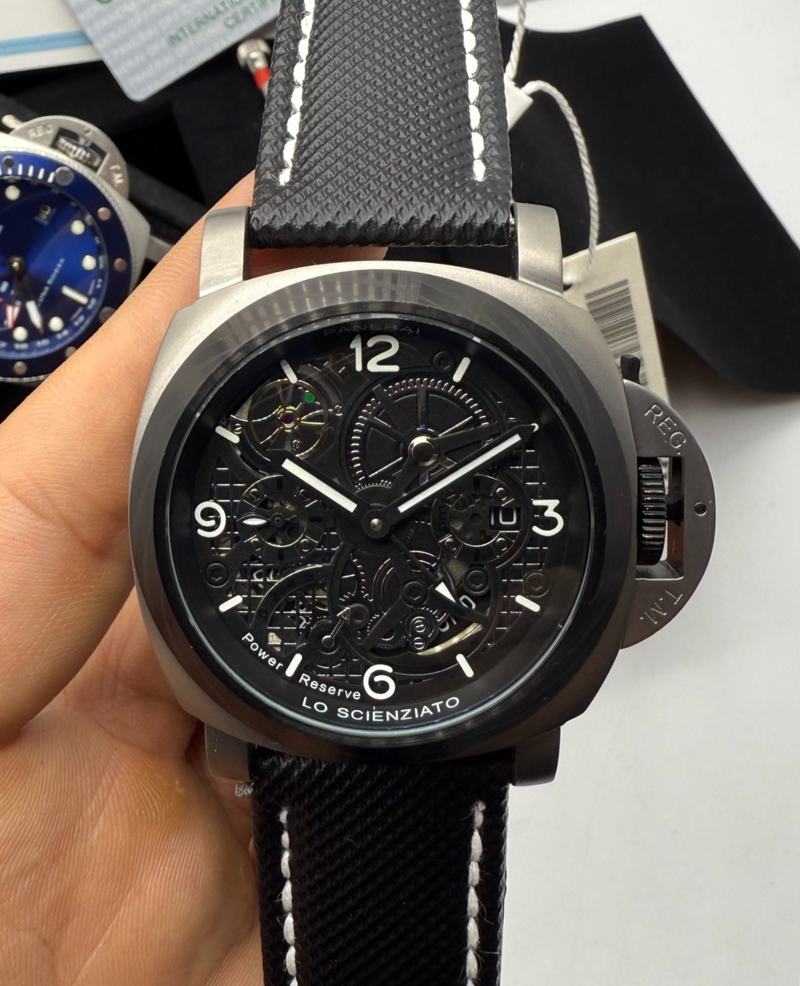 Panerai Edição Limitada Lo Scienziato Aço 47mm - Bezel OxCarbon