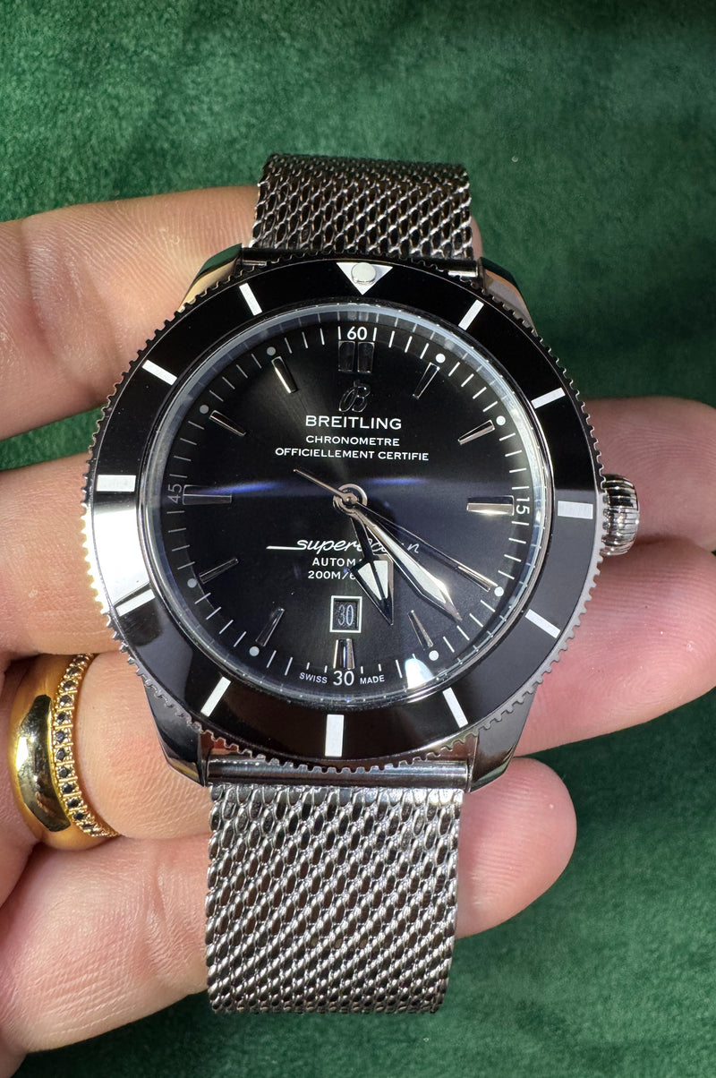 Breitling Superocean Aço 44mm Mostrador Preto Bisel Preto