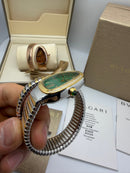 Bvlgari Serpenti Tubogas 01 Volta 35mm Aço/Dourado Mostrador Verde - Cravejado
