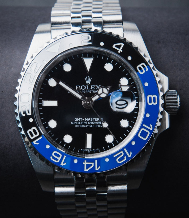 Rolex GMT Master II Batman 40mm Mostrador Preto Luneta Preto/Azul