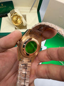 Rolex Day-Date Presidente 40mm Aço Rose Mostrador Verde