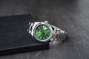 Rolex Datejust 36mm Aço Mostrador Verde-Folhas Luneta Canelada