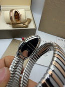 Bvlgari Serpenti Tubogas 01 Volta 35mm Aço/Rose Mostrador Preto - Cravejado