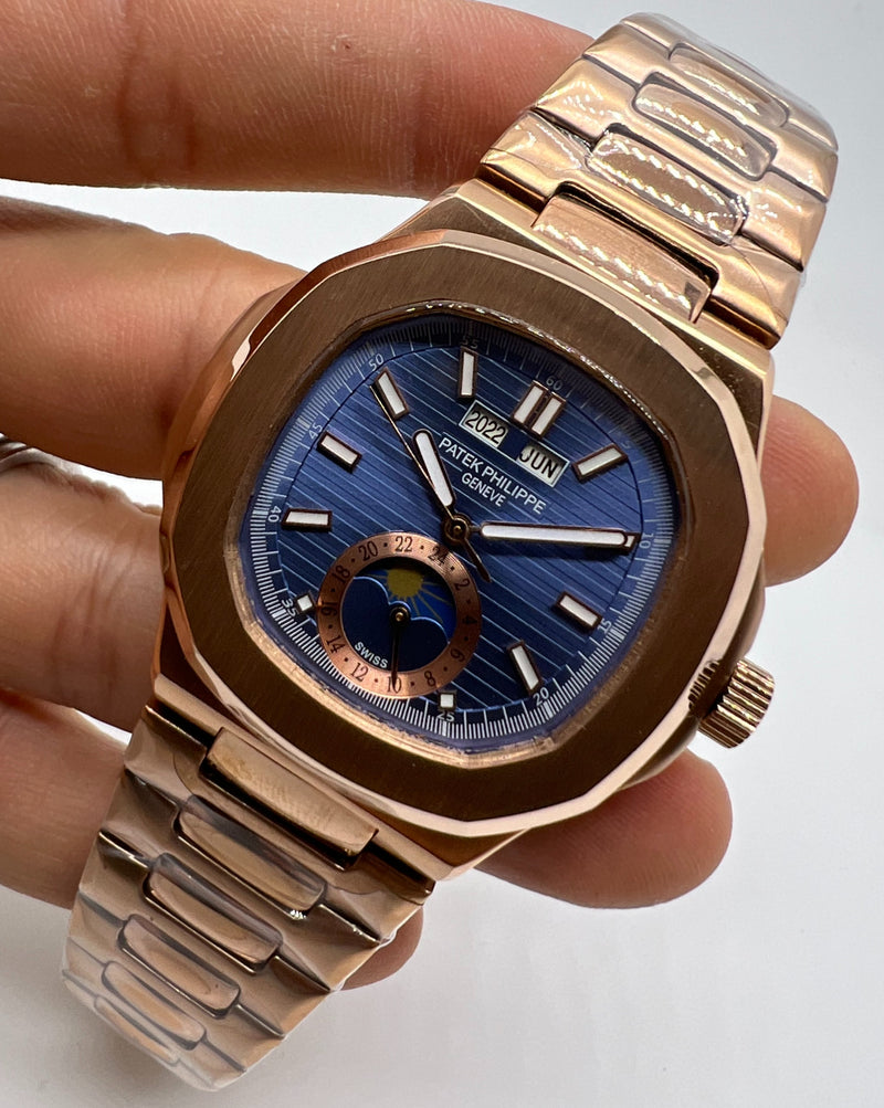 Patek Philippe Nautilus Fases da Lua 39mm, Aço/Rose