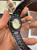 Patek Philippe Nautilus 39mm Aço/OxBlack, Mostrador Cinza