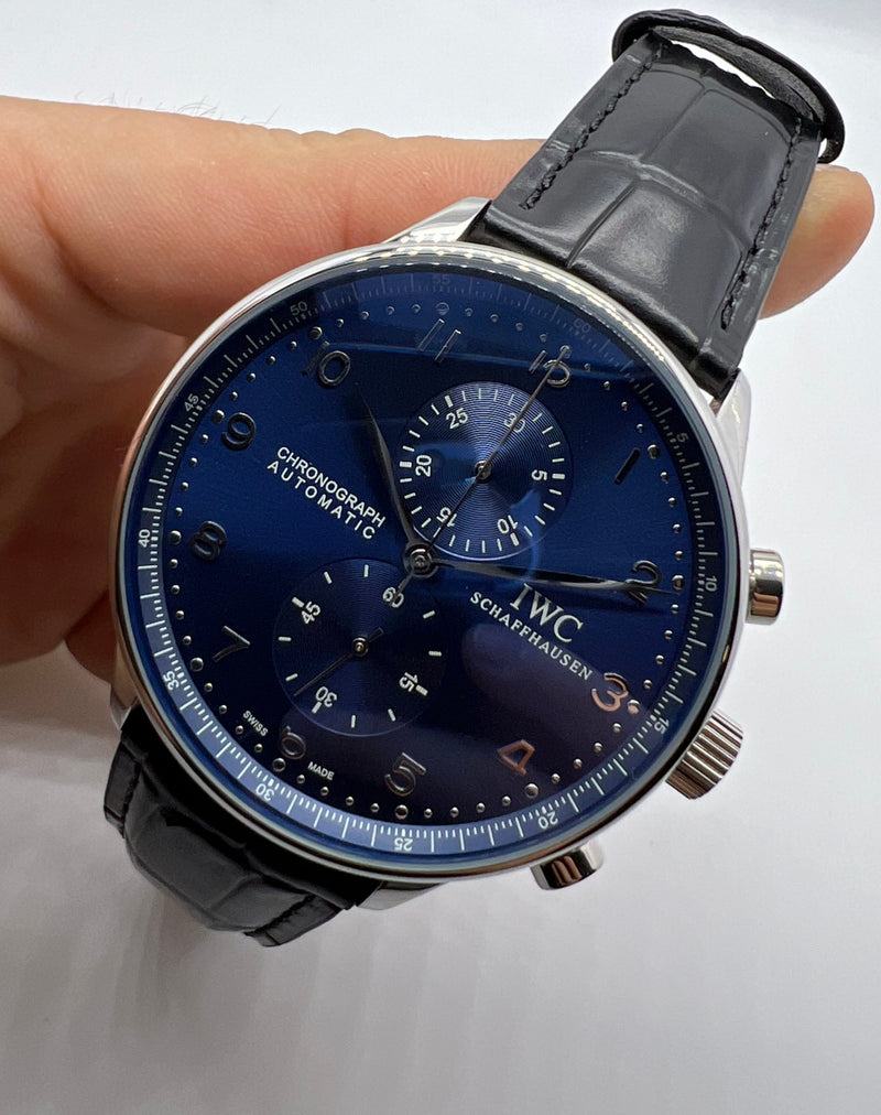 IWC PORTUGIESER CRONÓGRAFO - Aço 41mm - Mostrador Azul -
