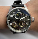 IWC PORTUGIESER YACTH CLUB TURBILHÃO - 44mm - Aço Most. Cinza Puls Couro