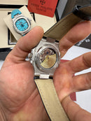 Patek Philippe Nautilus 39mm, Mostrador Chumbo, Pulseira Couro