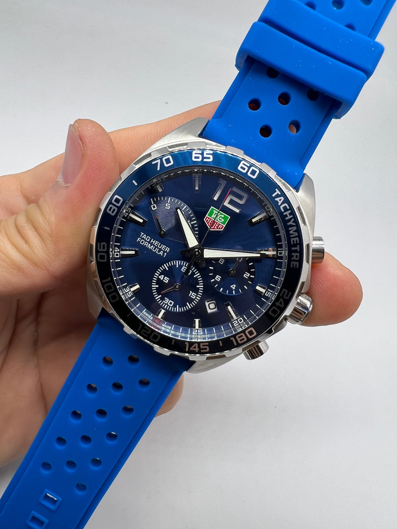 Tag Heuer F1 Cronometro 42mm Aço Mostrador Azul