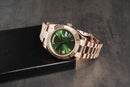 Rolex Day-Date 40mm Everose Mostrador Verde, Luneta Canelada