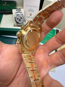Rolex Daytona 40mm Todo Aço Dourado Mostrador Verde Pulseira Aço