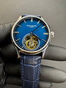 Patek Phillippe Turbilhão 42mm Aço Mostrador Azul, Pulseira Couro