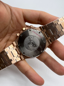 Audemars Piguet R.O. Dourado Mostrador Preto Bezel Rose Pulseira Rose