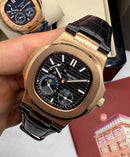 Patek Philippe Nautilus Fases da Lua 40mm, Aço/Rose, Mostrador Preto