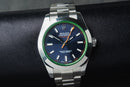 Rolex Milgauss 40mm Aço Mostrador Azul Luneta Lisa Pulseira Oyster