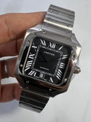 Cartier Santos 40mm - Aço Mostrador Preto - Pulseira Aço