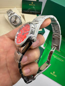 Rolex Oyster Perpetual 36mm/41mm Aço Mostrador Vermelho