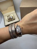 Bvlgari Serpenti Tubogas 02 Voltas 35mm Aço/Rose Mostrador Prata