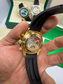 Rolex Daytona 40mm Dourado Mostrador Branco Luneta Preta