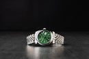 Rolex Datejust 36mm Aço Mostrador Verde-Folhas Luneta Abaulada