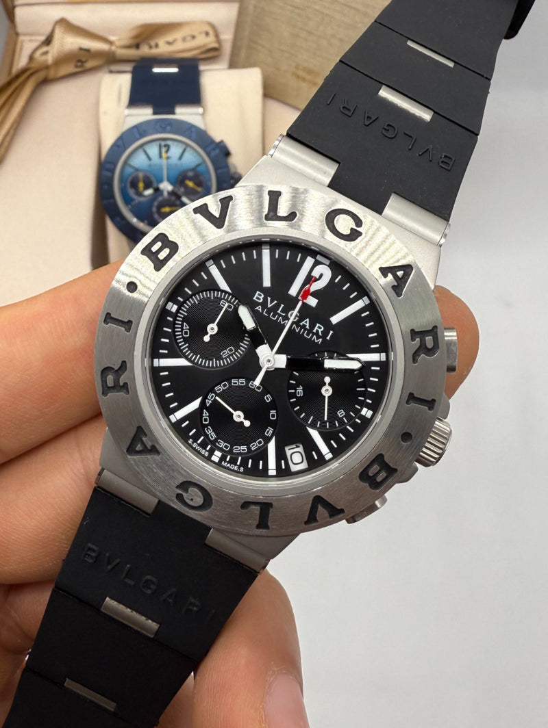 Bvlgari Aluminium Crono 41mm - Aço - Mostrador Preto