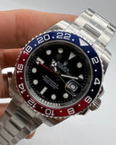 Rolex GMT Master II PEPSI 40mm Mostrador Preto Luneta Azul/Vermelha