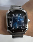 Cartier Santos 40mm - Aço Mostrador Azul - Pulseira Aço