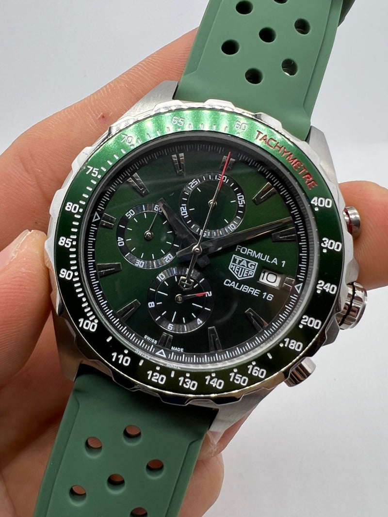 Tag Heuer F1 Calibre 16 Cronometro 42mm Aço Mostrador Verde
