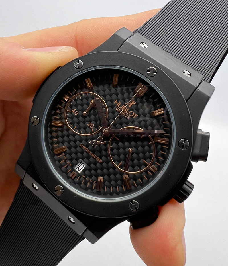 Hublot Classic Chrono OxiBlack 45mm Mostrador Carbon Bisel Aço