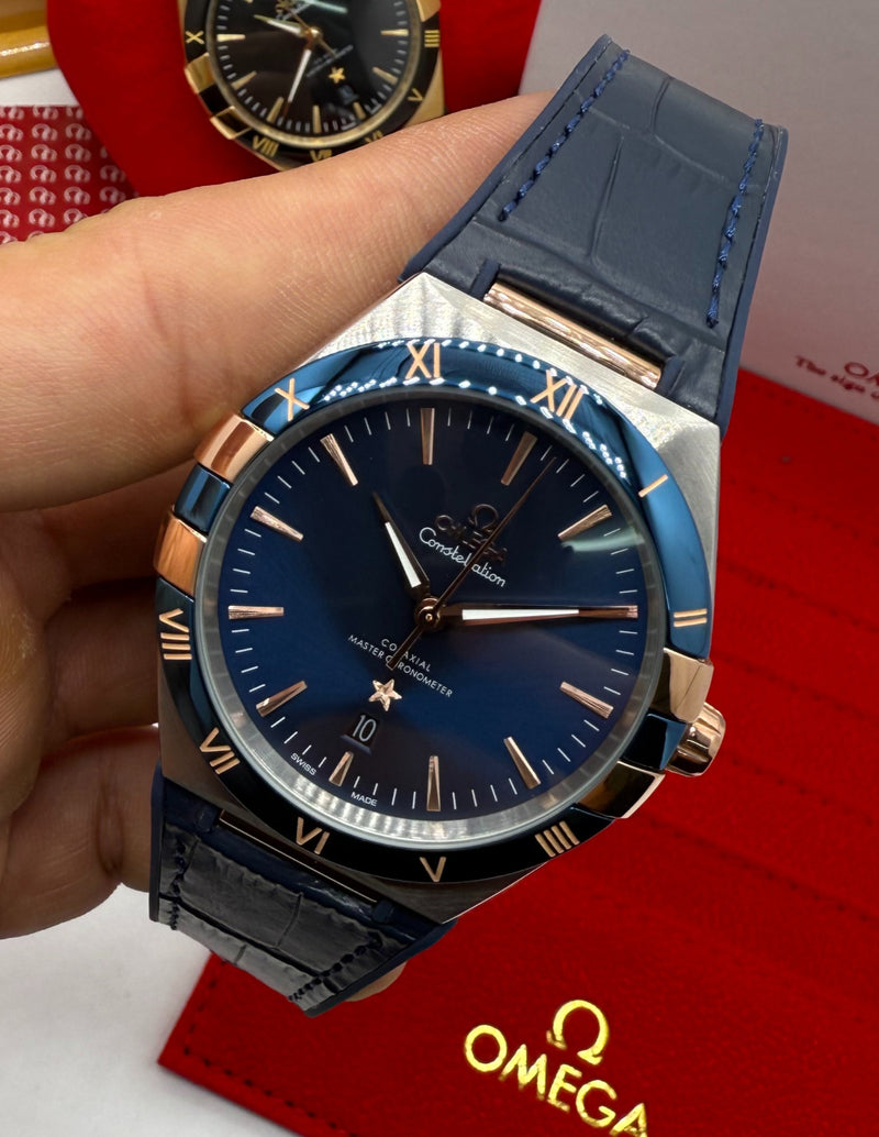 Omega Constellation 41mm Aço Puls. Couro