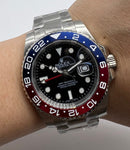 Rolex GMT Master II PEPSI 40mm Mostrador Preto Luneta Azul/Vermelha