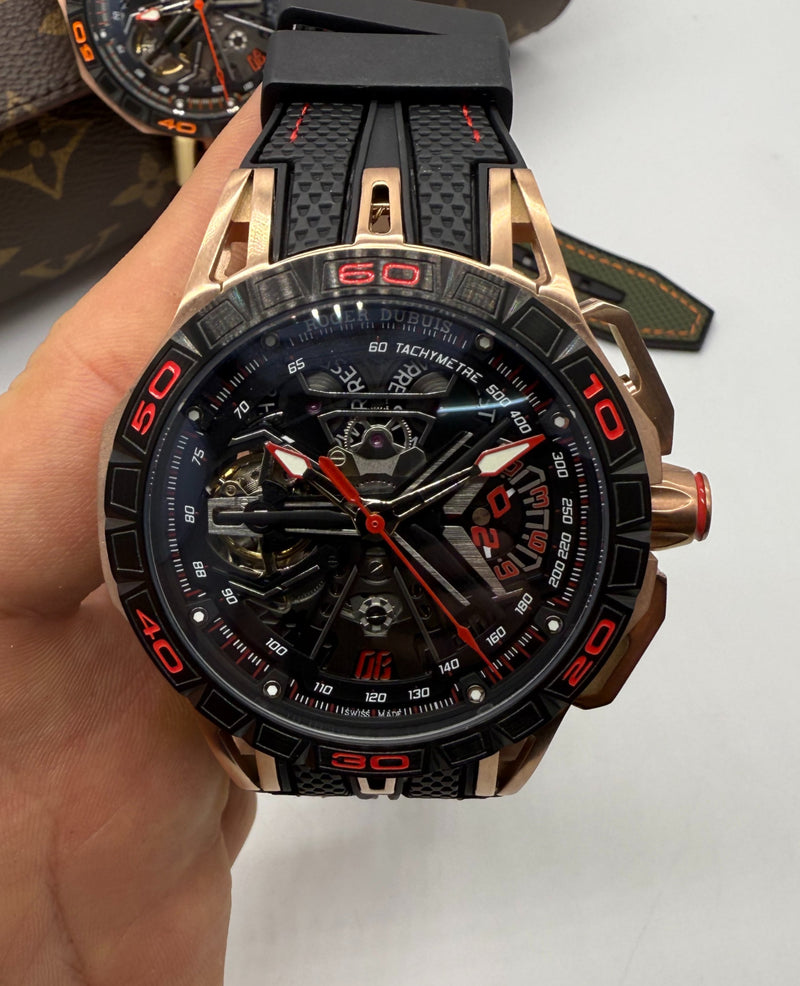 Roger Dubuis Excalibur Spider Flyback Chronograph 45mm - Aço/OxBlackRose