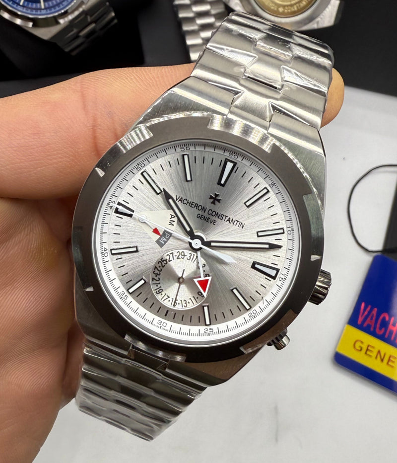 Vacheron Constantin Overseas Dual Time Aço 41mm, Mostrador Prata