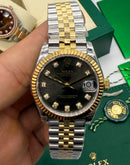 Rolex Datejust 36mm/31mm Aço/Ouro - Mostrador Cinza - Pulseira Jubilee - CLONE