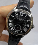Cartier Drive 41mm Aço - Mostrador Preto - Pulseira Couro