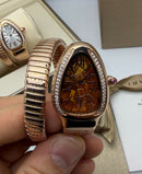 Bvlgari Serpenti Tubogas 01 Volta 35mm Aço/Rose Mostrador Chocolate - Cravejado
