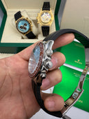 Rolex Daytona 40mm Aço Mostrador Ice Blue Luneta Marrom