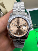 Rolex Date-Just 36mm Aço, Mostrador Rose, Luneta Canelada