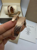 Bvlgari Serpenti Tubogas 01 Volta 35mm Aço/Rose Mostrador Chocolate - Cravejado