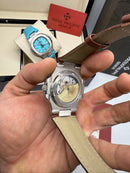 Patek Philippe Nautilus 39mm, Mostrador Cinza, Pulseira Couro