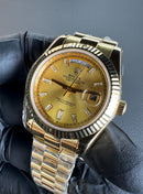 Rolex Day-Date Presidente 40mm Dourado Mostrador Cinza Luneta Canelada