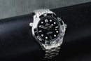 Omega Seamaster Co-Axial 40mm Mostrador Preto Bezel Preto Pulseira Aço