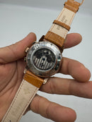 Patek Phillippe Turbilhão 42mm Aço/Rose, Pulseira Couro - Diamond